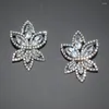 Stud Earrings Shiny Cubic Zirconia Leaf Charms For Women Fashion Jewelry Bridal Wedding Anniversary Collection