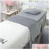 Bedding Sets 4Pcs Beautif Beauty Salon Mas Spa Use Coral Veet Embroidery Duvet Er Bed Skirt Quilt Sheet Custom S Drop Delivery Home Ga Dhc25