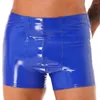 Underbyxor män faux läder shorts boxer kort våtlåka latex stammar underkläder