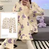 Kobietowa odzież sutowa wiosna jesienna Kimono Kimono Sets Sets Funny PJS Cartoon Sleep Faar Dots Dots Girl Pijamas Mjer Pajama 3xl Fashion L230919