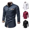 Koszule męskie 2023 Wiosna jesienna Plaid Plaid Patchwork Formalne koszule dla mężczyzn Slim Long Rleeve White Button Up Dress Business Office Camisas T230919