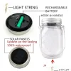 LED Strings Solar Mason Jar Light Up 2m 20 String Fairy Star مع مقابض لـ Regar Mouth Jars Decord Decor