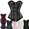 Femmes Plus Taille S-6XL Burlesque Jacquard Overbust Corset Mode Classique À Lacets Bustier Danse Corset Top avec Volants Plissés Tr232i