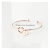 Bracciale da 26 lettere Braccialetti da donna a 3 colori Braccialetti che non sbiadiscono Semplice polsino a forma di cuore Bracciale aperto regolabile per consegna a goccia Dhgti