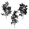 Decorative Flowers Simulated Black Rose Leaf Single Branch Halloween Atmosphere Layout Silk Cloth Decoration