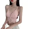 Débardeurs pour femmes Style d'été Français Rétro Crochet Fleur Creux Débardeurs Sling Pur Désir Sexy Construire Mince Peut Porter Soutien-Gorge Femme À L'extérieur B3399