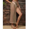 Maillots de bain pour femmes Femmes Sexy Sheer Cutout Beach Maxi Jupe en tricot Split Fringe Cover Ups