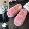 Slippers Women's 2023 Open-toe Thick Bottom Flat Solid Color Shoes Summer Fashion Autumn and Winter Models Female Fur 230919