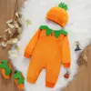 Pagliaccetti Costume di Halloween nato Pumpkin RomperHat Calzini Set Abbigliamento per bambini costume neonata ragazzo carino zucca tuta 230919