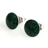 Studörhängen 18pairs 10mm grönt glitter rostfritt stål pusetyöar för kvinnor tjej present lady mode smycken aretes