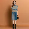 Vintage Elegant Graphic Jacquard Knitted Dresses Autumn Winter Going Out O-Neck Warm Travel Midi Frocks 2023 Women Designer Long Sleeve Slim Vacation Sweaters Dress