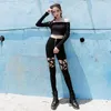 Damenhose, Punk-Gothic-Leggings, aushöhlen, fünfzackiger Stern, Damenbekleidung, Sommer, schlank