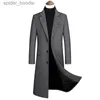 Męskie mieszanki wełny 2022 Nowy dodatkowy wełniany płaszcz wełniany płaszcz męskiej marki męską męską kaszmirową płaszcz Slim Fit Wook Peatbreaker L230919