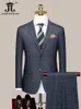 Abiti da uomo Blazer Blazer Gilet Pantaloni Luxury High end Brand Boutique Plaid Casual Business Suit 3 pezzi e 2 set Giacca da sposo per abiti da festa di nozze 230919