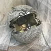 Kvällspåsar silver mini rund boll för kvinnor mode diamanter koppling väska dam messenger kedja handväska ftb166 230918