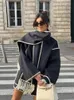 Kadın Ceketleri Sonbahar Elegant Kadın Paltosu Eşarplı Kadın Uzun Kollu Cep Tek Göğüslü Palto Kış Lady Out Giyim Ceket 230919