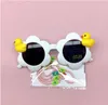Nowe dzieci okulary przeciwsłoneczne okrągłe kwiaty okulary przeciwsłoneczne dla dziewcząt chłopcy żółte kaczka śliczne dziecięce foto