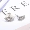 Boucles d'oreilles en forme d'éventail de papier cristal ajouré pour femmes et filles, bijoux fins, cadeau, argent Zircon S925