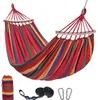 Camp Furniture Hammock för utomhus camping trädgård gård uteplats bärbar hängmattor duk rand hängande säng hängmatta dubbla ensamstående sväng 230919