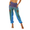 Kvinnor Pants Women Gym Wide Leg Yoga Trousers Polyester Sweatpants Harlan Long Stretch Floral Print