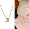 Neue mode frauen schmuck Mond Silber Gold Lange Halskette Solide Kette Anhänger Necklace1222t