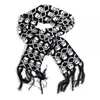 Écharpe gothique crâne hiver tricoté Pashmina châle noir acrylique Echarpe Harajuku squelette enveloppement avec franges pour femmes hommes