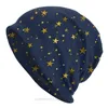 Beretti Cappelli da esterno stelle dorate su sfondo blu scuro testuriti con cappello sottile berretti speciali berretti berretti tappi per le orecchie da donna