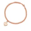 Mode 925 Sterling Silver Tag Love Heart Armband Original Classic T Pärlat armband 4mm Rose Gold Bead Man Women Jewelry Lover2905