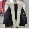 Manteau en duvet de canard blanc avec grand col en fourrure de renard naturel pour femme, parkas palazzo amples SM