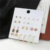 Stud Earrings 2023 Vintage Acrylic Gold Crystal Small Sets For Women Girls Star Heart Ear Drop Round Female Fashion Jewelry