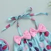 Clothing Sets 4 Styles Baby Girls 3pcs Swimsuits Summer Bandage Halter Neck Bikini Tops And Beach Floral Decor Shorts Swimming Cap Swimwear