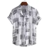 Funky Noir Hawaïen Aloha Chemise Pour Hommes 2021 D'été À Manches Courtes Décontracté Boutonné Chemises De Plage Pour Hommes Fête Vêtements De Vacances Men303T