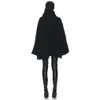 Women's Jackets 23 years autumn and winter black bow wool blend cape cloak first cut loose tweed jacket women 230919