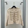 23 FW Dames Designer Jassen Jas Wol Tweed Blouson Jas Met Letter Knopen Vintage Designer Jas Meisjes Milan Runway Designer Tops Ronde Hals Korte Uitloper Blazer