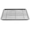 Plates Baking Sheet Checkered Cooling Rack Chef Stainless Steel Pan Oven Bakeware For Kitchen Cooking 23 5x17 5x2 5cm