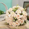Decorative Flowers Wedding Bouquet Bridal Flower Bridesmaid Hand Tied Artificial Rose Sen System Festive Ribbon