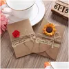 Wenskaarten Vakantie Gedroogde Bloemen Handgemaakte Vintage Kraft Blanco Notitiekaart Bedankbriefjes Moederdag Bk Happy Spring Drop Delivery Home Dhogn