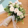 Hochzeit Blumen Brautstrauß Hand halten Simulation Rosen weiß künstliche Feier Pografie Requisiten Party Supplies