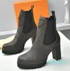 Luxury Designer Platform Boots Casual Style Street Plain Leather Block Heels Woman Trim Zipper Rubber Sole Desert Martin Winter Sneakers