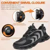 Stövlar Rotary Buckle Safety Shoes For Women Men Work Boots Steel Toe Shoes Anti-Smash Work Sneakers Intestructible Shoes 230918