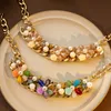 S3774 Fashion Jewelry Flower Pearl Necklace Light Luxury Geometric Water Drop Beaded Flowers Collarbone Chain Choker Necklaces