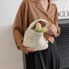 Alışveriş çantaları saman örgülü el çantası kadınlar içi boş tote çanta moda pu alt bilek dişi cüzdan kova 230918