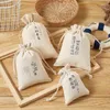 Jewelry Pouches Customize Drawstring Canvas Bag 10x14cm Traditional Chinese Printed Cotton Fabric Bags 3Pcs Packing Wholesale