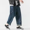 Jeans masculinos American Street Scratch Wash Wide Leg Tendência Vintage Solto Versátil Casual Straight Dad Pants