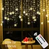 Andra evenemangsfestleveranser 35m julljus LED SNOWFLAKE Gardin Icicle Fairy String Lights Outdoor Garland för Home Garden Year Decoration 230919