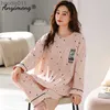 Women's Sleepwear New Pajamas Cotton Autumn Winter Cute Cartoon Pajama Plus Size M-5XL Long Sleeve Sleepwear Ladies Round Collar Women's Pyjamas L230919