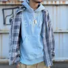 Men's Tracksuits Saint Michael broderade brev Sky Blue Retro Hip Hop Hoodie High Street American Casual Overized Fleece Sweater 230919