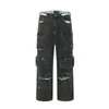Jeans pour hommes Y2K Vintage américain Do-old multi-poches Tie-Dye dégradé fonctionnel cargo lâche vadrouilles à jambes larges style unisexe