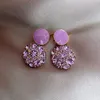 Dangle Earrings Round Alloy Mosaic Purple Crystal Premium Texture Temperamental Compact Vigorous Girl Student Jewelry Gift Simple