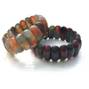 Strand Natuurlijke Agat Hip Hop Sieraden Meerdere Kleur Gestreepte Kralen Elastische heren MS Armband 7.5 "